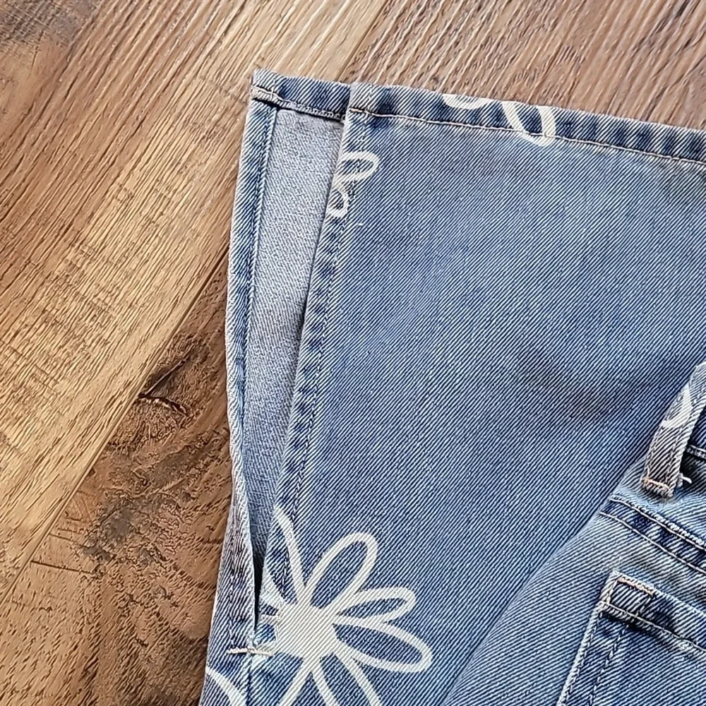 Justice Wide-Leg Jeans, Size 7, Denim, Daisy, Flowers, Blue, Soft - Picture 7 of 8